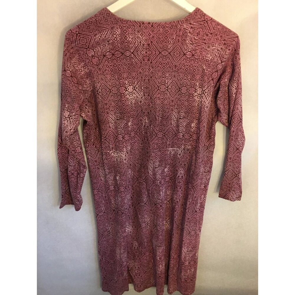 Patagonia Long Sleeve Dress Large Pink Purple Cross Front Organic Cotton Casual